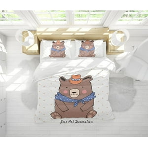 Milsleep - 3D Dibujos Animados De Animales Oso Patrón Funda De Edredón Set De Ropa De Cama Set Funda Nórdica