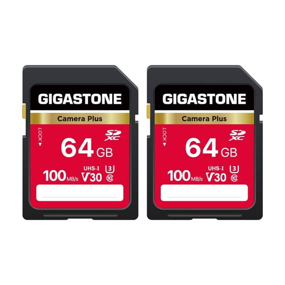 Tarjeta SD Gigastone de 64 GB, paquete de 2, UHS-I U3, Clase 10