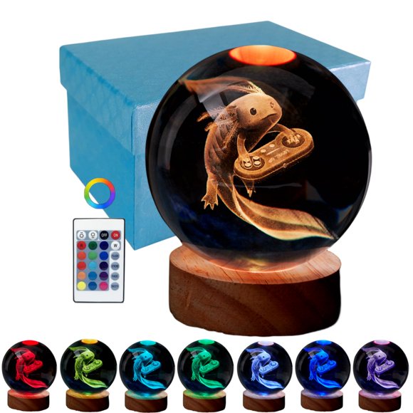 Lámpara Conalisk 3D Axolote 8 cm 16 colores LED con control remoto