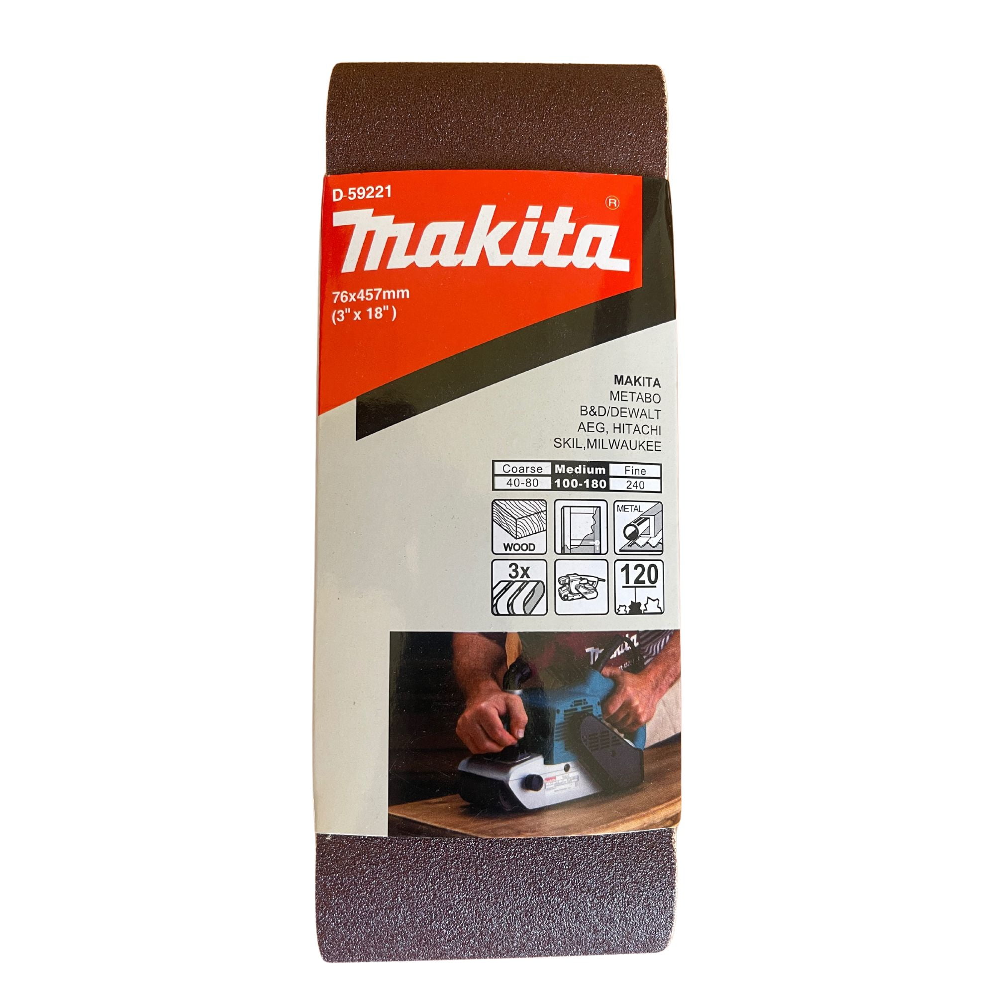 Lija De Banda 3x18" 3pzs G120 Madera-metal Makita D-59221