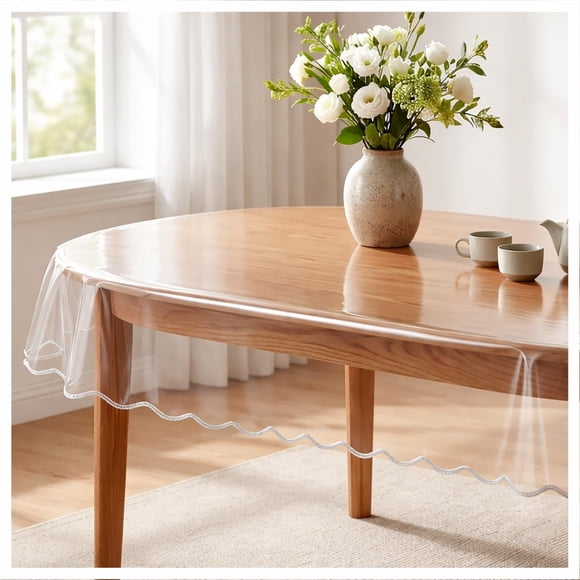 Mantel protector transparente de vinilo ovalado 152 cm x 229 cm – Artisan Flair