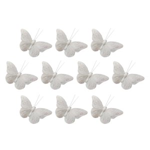 Magideal - 10 Piezas De Decoración De Pared De Mariposa 3D, Calcomanías Decorativas De Pared De Moda Blanca, Adorno Simulado Artesanal Para Comedor, Cumpleaños, 9Cm