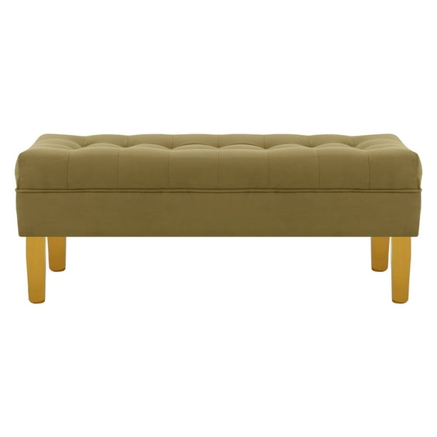 Banqueta Wood 2c Felpa 01 Verde Musgo