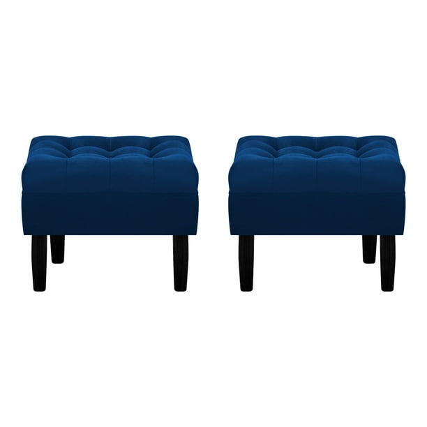 Set Pouf Wood 1c Felpa 00 Azul Marino