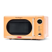 Nostalgia - Horno De Microondas Compacto Retro - 0.7 Cu. 700 Vatios Con Visualización Digital Led - Bloqueo Para Niños - Interior Fácil De Limpiar - Naranja
