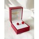 thumbnail image 1 of Aros De Perla Roja 8mm Mallorca Con Base De Plata 925, 1 of 2