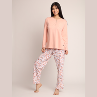Mon Amour - Pijama Algodón Estampado De Flor Abotonado 261503 - S