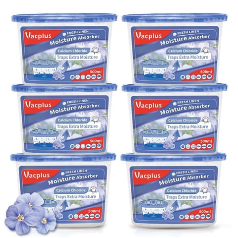 Absorbedor De Humedad Vacplus, Deshumidificador, Paquete De 6 Unidades, 310 Ml, Color Azul Holandés