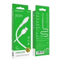 Cable De Dato Borofone Tipo Usb Micro V8 A Usb Bx51 Color Blanco
