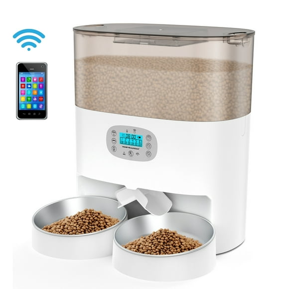Dispensador Automático Comida Gato Wifi Doble Plato Blanco