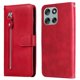 thumbnail image 4 of Funda tipo cartera para Motorola Moto G56 con bolsillo con cremallera y ranuras para tarjetas – Función de soporte Rojo, 4 of 5