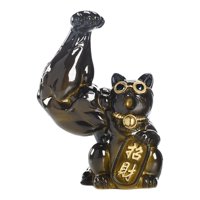Magideal - Lucky Escultura, Estatua Feng Shui Hogar Oficina Escritorio Resina Artesanía Bienvenida Dinero Gato Para Escritorio Adorno Exhibición , Cambio De Color A La Derecha Un Derecho De Café