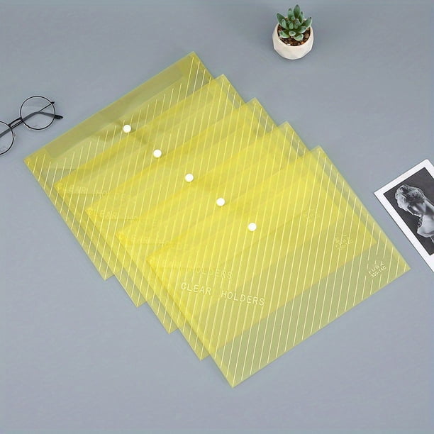 10pcs A4 File Bags - Transparent, Diagonal Test Paper Buckle Storage - Perfect Office Organizer & Back To School Supplies