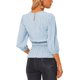 thumbnail image 3 of INSPIRE CHIC Blusa de Mujer para Regreso a Clases con Peplum, Mangas Abullonadas, Cintura Fruncida, Azul XS, 3 of 6