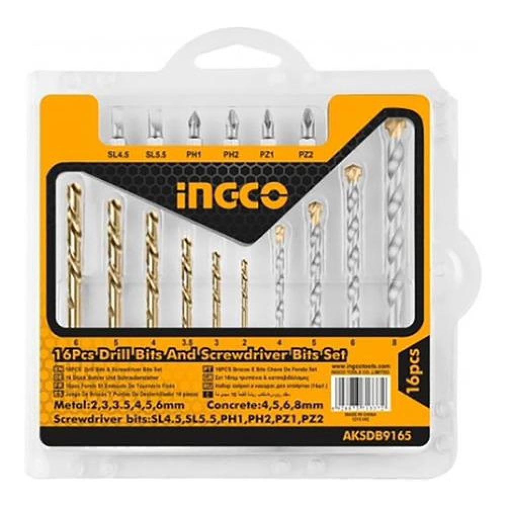Juego De Brocas Concreto + Acero Y Puntas 16pzas Ingco