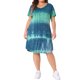 thumbnail image 4 of Vestido Escolar Universitario de Talla Grande para Mujer GRACE & GRANDEUR, Rayas Tie Dye, Escote en V, Manga Corta, Casual de Verano, Midi, Talla 4X Azul Verde, 4 of 8