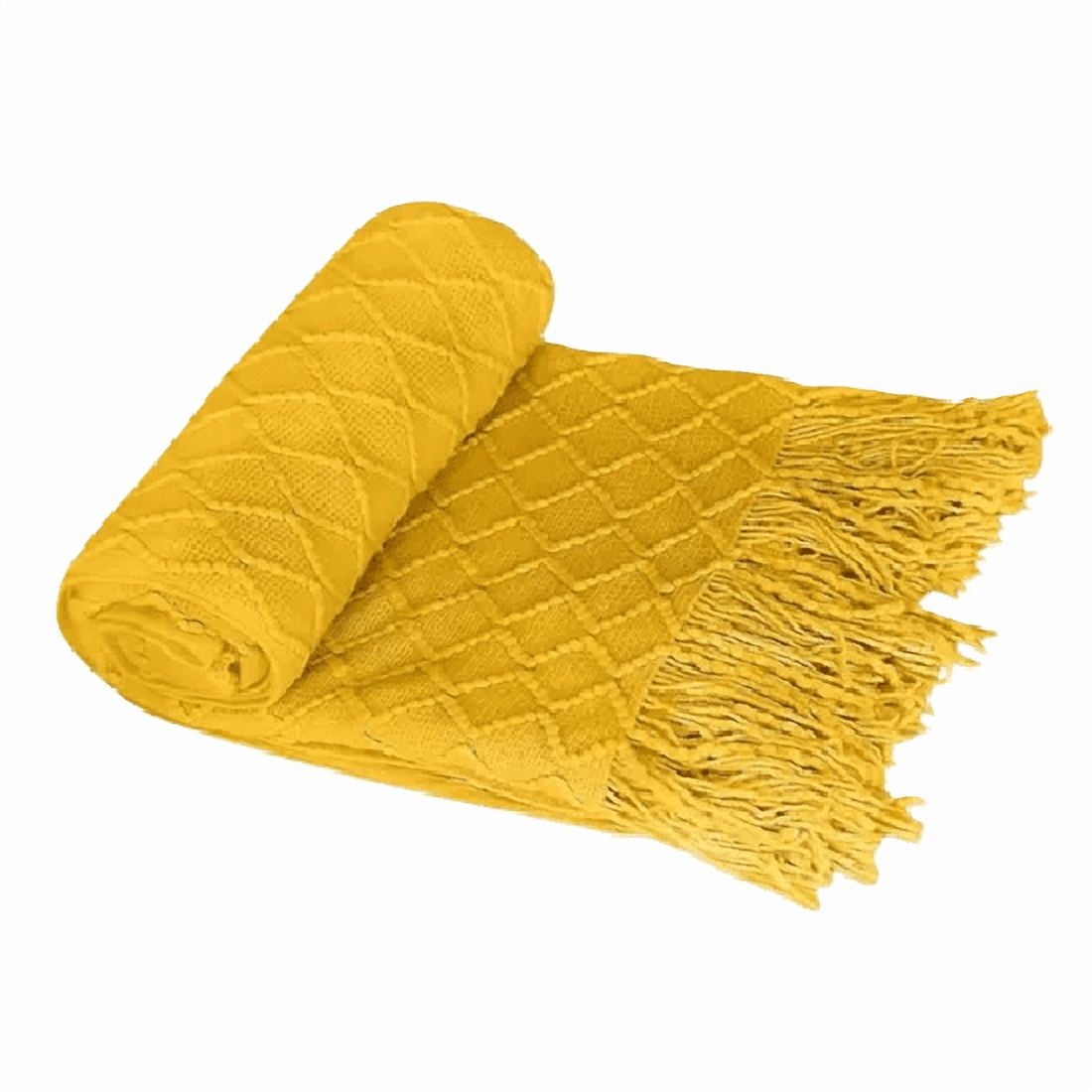 Genérico - Manta Decorativa Tejida Para Sillón, Piecera O Cama Color Amarillo