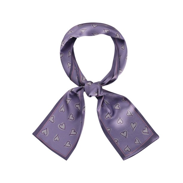 INSPIRE CHIC Bufandas Delgadas de Seda Cinta Estampado de Corazones Cinta para el Cabello Envoltura de Bolso Púrpura 96x10cm/38x4"