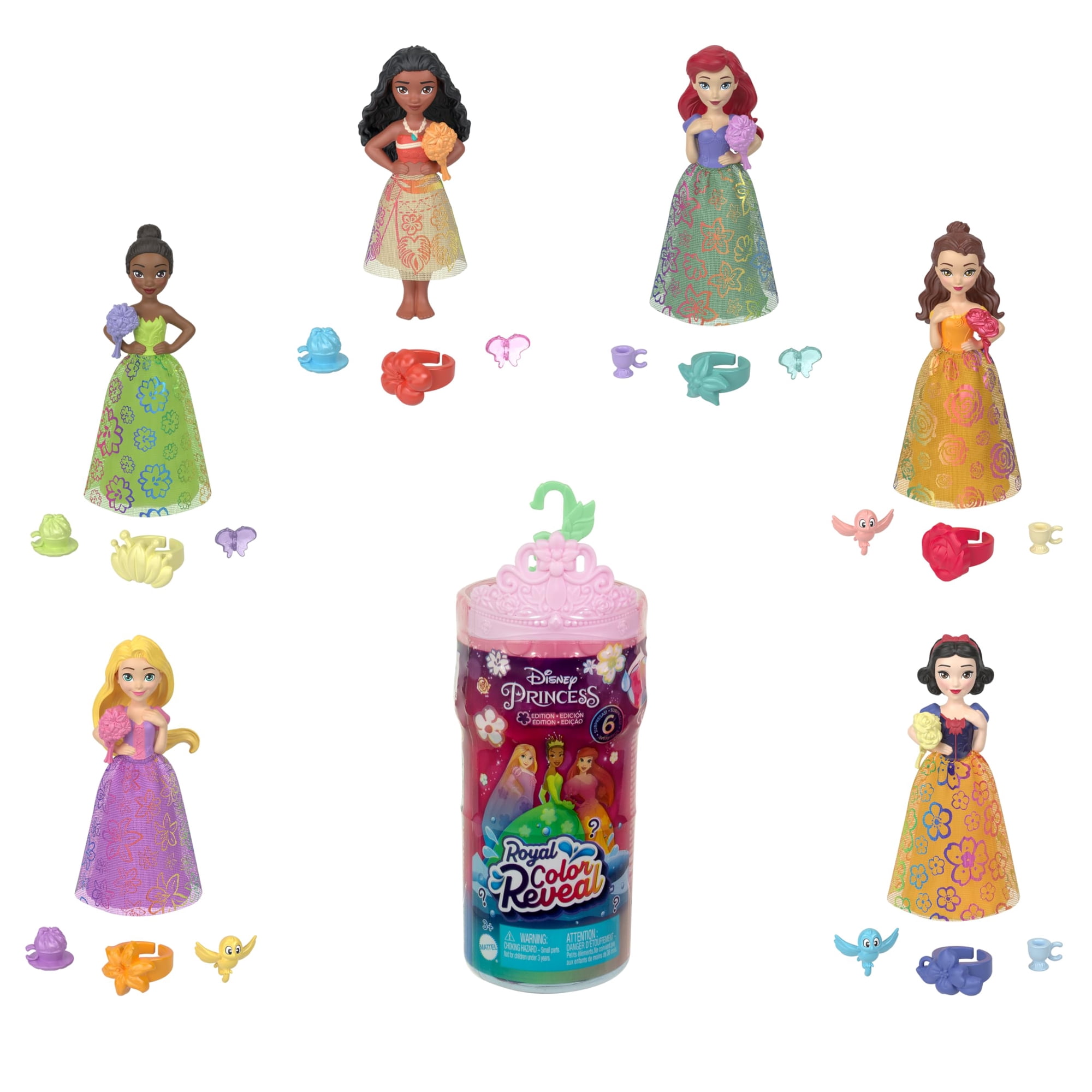 Disney Princesas - Muñeca Color Reveal Fiesta Floral, Producto Surtido