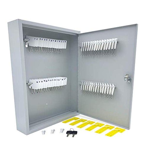 Gabinete de Almacenamiento de Llaves Huron con 60 Ranuras, Acero con Cerradura, Gris