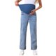 thumbnail image 1 of INSPIRE CHIC Pantalones de Maternidad para Mujeres Jeans Denim Pierna Recta Dobladillo Alto Elástico Sobre el Vientre Pantalones de Trabajo Casual M Azul Nieve, 1 of 6