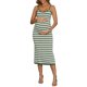 thumbnail image 2 of INSPIRE CHIC Vestido de maternidad para mujer ajustado a rayas largo midi sin mangas Cami tejido casual ajustado vestidos de embarazo XL Verde, 2 of 6