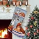 thumbnail image 1 of La Dama y el Vagabundo Tema: Calcetines de Navidad, fino lino blanco para colgar en escaleras y chimenea, decoración navideña para el hogar, regalo de Navidad.54cm×38cm, 1 of 5