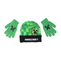 Mad Engine - Set De Gorro Gorra Y Guantes Para Niños Minecraft Creeper