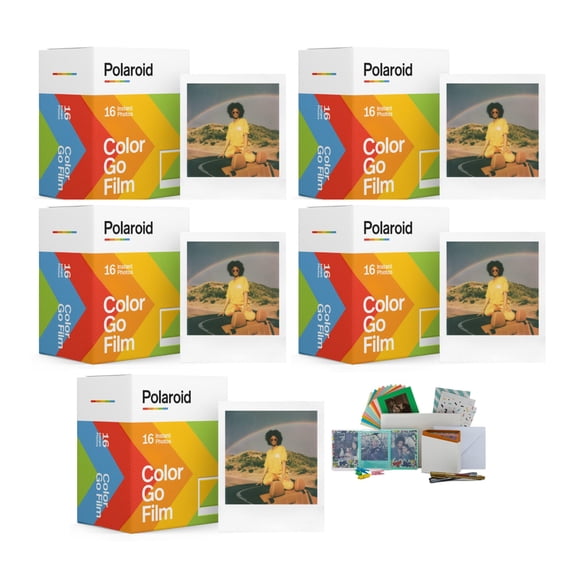 Película Polaroid Go Color para 16 fotos (paquete de 5) y caja de almacenamiento