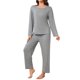 thumbnail image 4 of INSPIRE CHIC Conjuntos de Pijama para Mujer de Manga Larga Ropa de Dormir Cómoda Conjunto de 2 Piezas para Otoño Invierno 2026 X-Large Gris Oscuro, 4 of 6