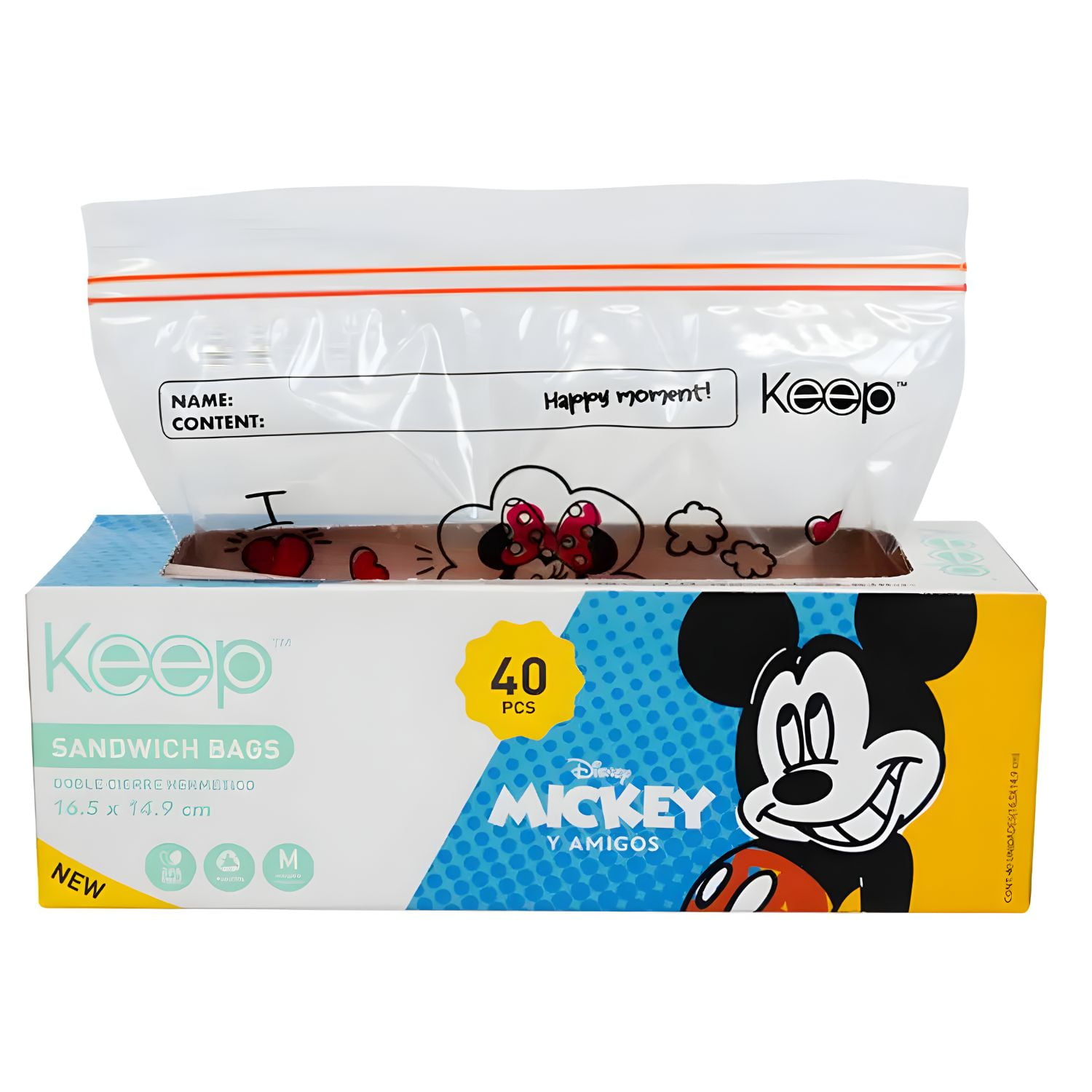 Keep - Bolsas Sandwich Minnie 40 Unidades Cierre Hermetico - Ps