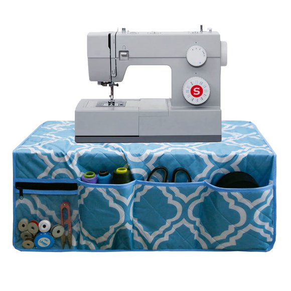 Almohadilla y cubierta antipolvo para máquina de coser Yabcany 66 × 61 cm Patrón azul