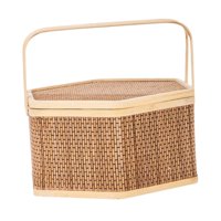Bothyi - Cesta De Bambú Tejida Para Pan De Picnic De Té Cesta De Bambú Tejida Con Mango Superior