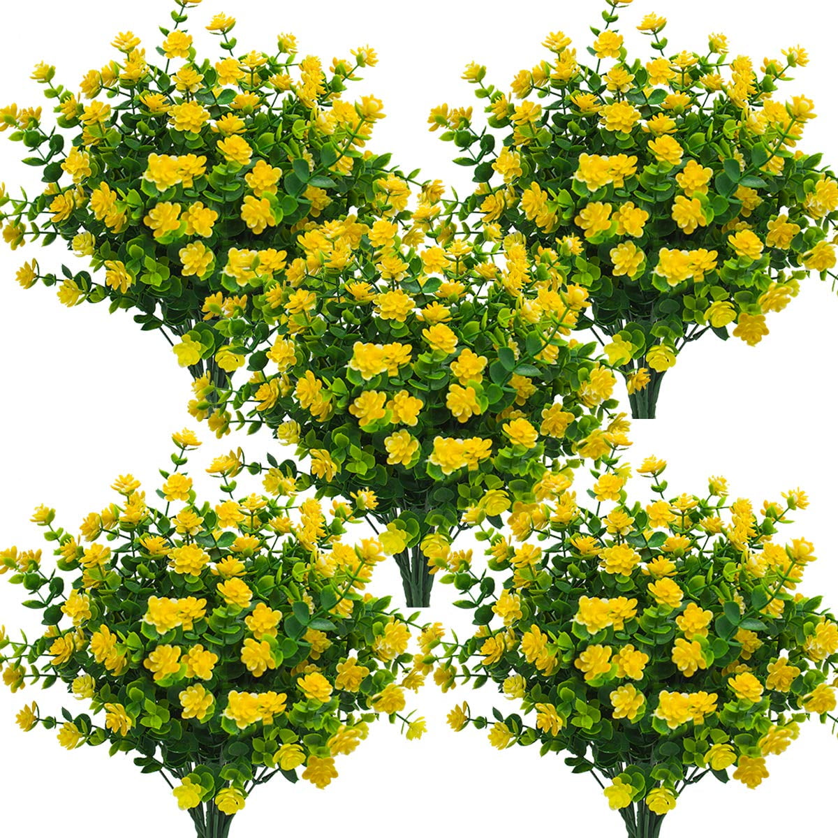Flores Artificiales Grunyia Eucalyptus, 10 Paquetes (amarillas)