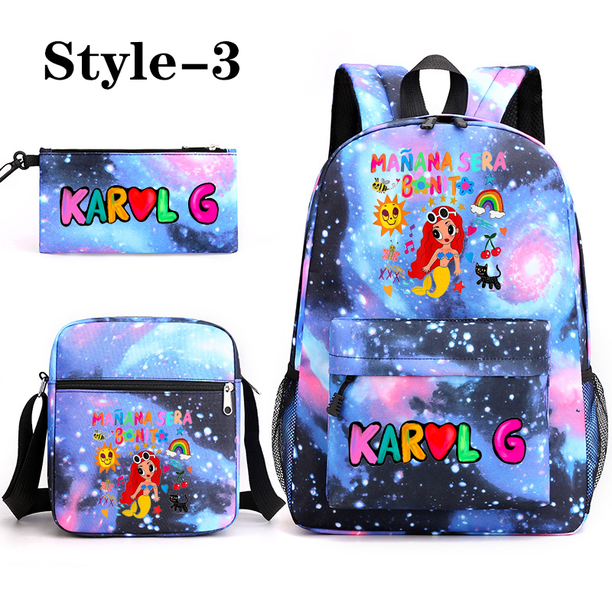 Cartoon Manana Sera Bonito 3 Piece Backpack Boys Women's Cute Rucksack Shoulder Bag Pencil Bag Teenage School Bag