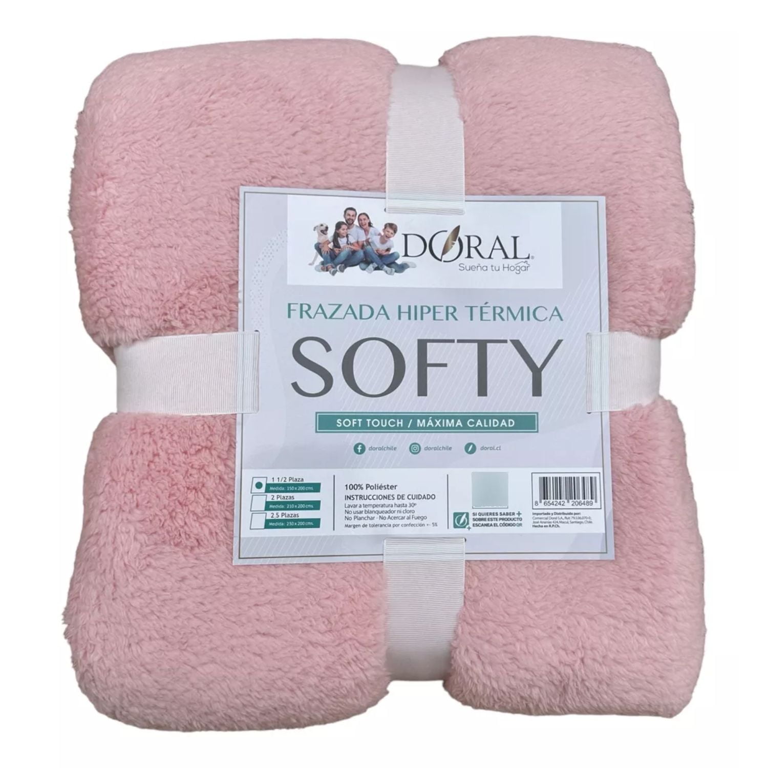 Doral - Frazada Softy Lisa 1.5 Plazas Hipertermica Tonos Claros - Ps