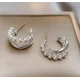 thumbnail image 1 of Aretes Doble Aro con Perlas Diseño Contemporáneo, 1 of 3
