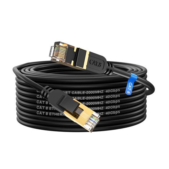 Cable Ethernet Cat 8 de 50 pies/15 m de alta velocidad, 40 Gbps, 2000 Mhz