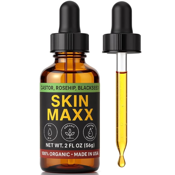 Aceite facial Skin Maxx Aceite de ricino orgánico, rosa mosqueta y semillas negras