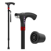 Genérico - Baston Ajustable Recargable Luz Led Linterna Negro