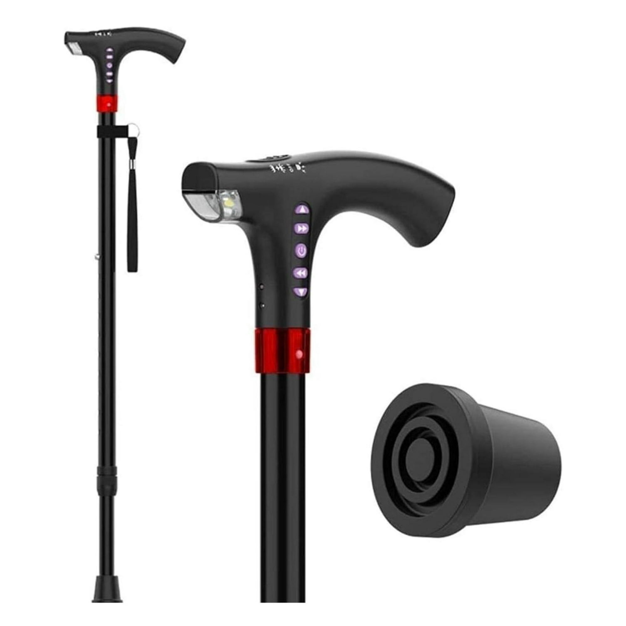 Genérico - Baston Ajustable Recargable Luz Led Linterna Negro