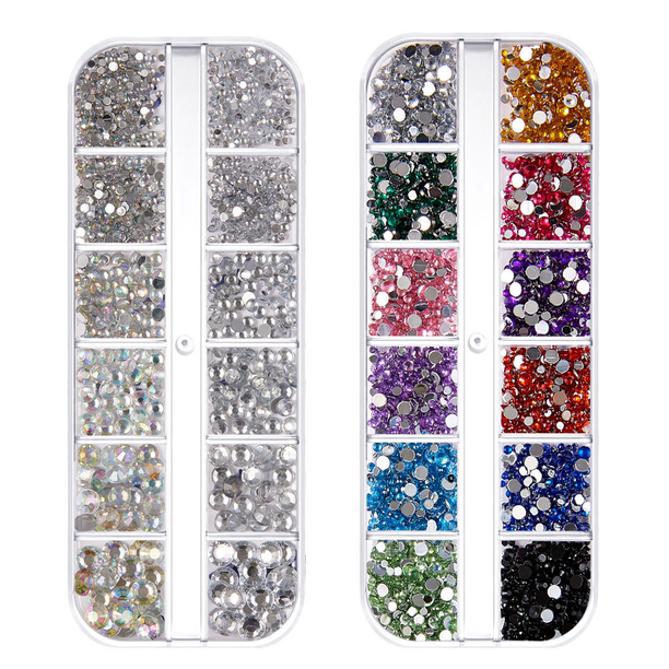Diamantes de imitación para decoración de uñas, diamantes de imitación de maquillaje con parte trasera plana de color