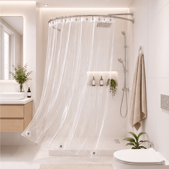 Forro Cortina Baño Ducha Con Iman Larga 180x180 Plastico Az Transparente Impermeable