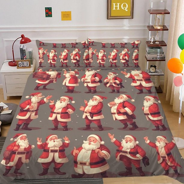 Christmas Gifts Santa Claus Kids Quilt Duvet Cover Set Children Soft3-Piece Bedding Set