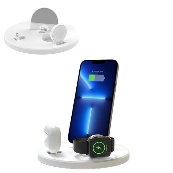 Estación de carga inalámbrica 3 en 1 compatible con iPhone/iWatch/Airpods, base de carga multifunción para un suministro de energía eficiente y cómodo.-Blanco