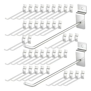 Genérica - Pack 50 Ganchos Gancheras Panel Ranurado 20 Cm Exhibidor Plata