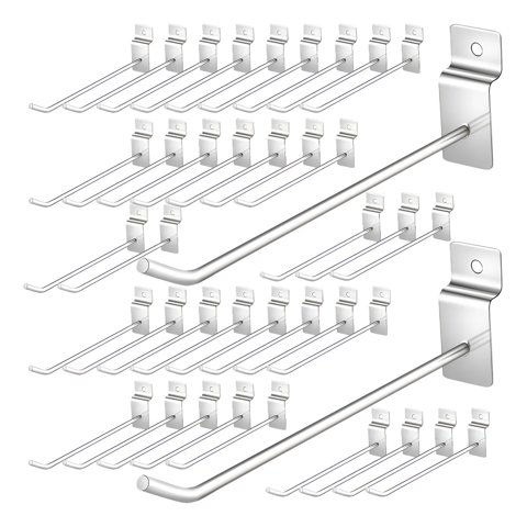 Genérica - Pack 50 Ganchos Gancheras Panel Ranurado 20 Cm Exhibidor Plata