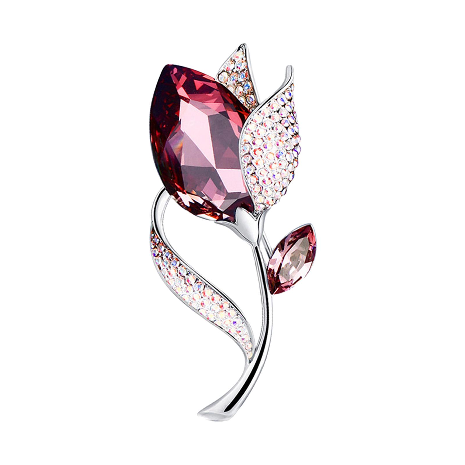 Magideal - Broche De Flor, Alfileres De Lujo Para Escote, Joyería Elegante, Aleación Brillante Para Bolsos, Accesorios De Ramillete, Ropa Para Niñas, Vacaciones Rojo