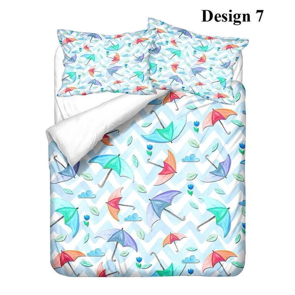 Umbrella Rain Hearts Love Gift Quilt Duvet Cover Set Home Textiles 3-Piece Bedding Set
