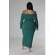 thumbnail image 2 of Saronite Vestido Elástico de Manga Larga sin Tirantes, con Hombros Descubiertos y Escote, Color Verde (Talla Grande para Mujer), 2 of 4